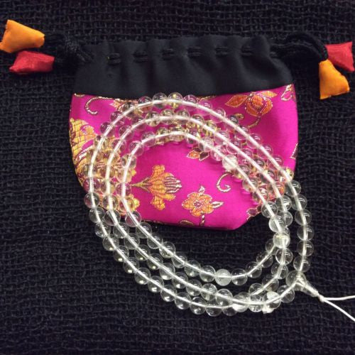 Authentic Crystal Quartz Tibetan Buddhist 108 Prayer Mala Rosary 35 INCHES LONG