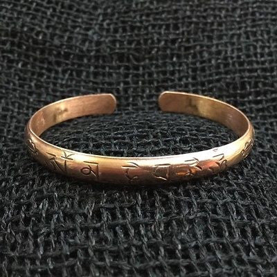 OM MANI PADME HUM Tibetan Buddhist Copper Bracelet Cuff Handmade
