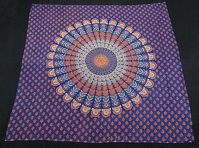 INDIAN PEACOCK MANDALA TAPESTRY BED SHEET BEDCOVER WALLHANGING COTTON