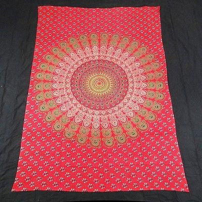 Indian Mandala Tapestry – 40x30 Inch, 100% Cotton, Hand Printed, Bohemian Wall Hanging, Buddha/Elephant/Yin Yang