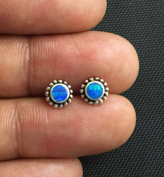 NEW 925 Sterling Silver Opal Small Sun Stud Earrings Studs Little