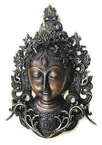 Large White Tara Tibetan Buddhist Bronze Mask Handcrafted Nepal Very Detailed