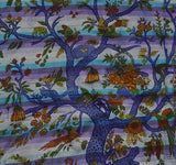 Tree Of Life Indian Tapestry Wallhanging Bed sheet Cotton Aqua 58 x 86 Inches