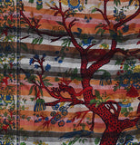 Tree Of Life Indian Tapestry Wallhanging Bed sheet Cotton Orange 58 x 86 Inches