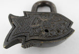 Fearless Fish Tibet Buddhist Vintage Style Brass PadLock Lock 2