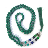 40 Inch Long Seven Chakra Healing Crystal Malachite Mala Hand Knotted 108 Prayer Bead Meditation Yoga Necklace Wrap Bracelet