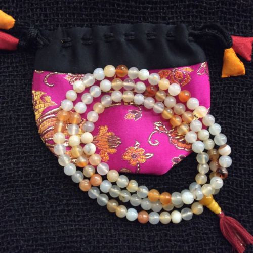Authentic Agate Tibetan Buddhist 108 Prayer Mala Rosary Necklace 33 INCHES LONG