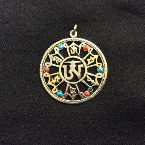 Om Mani Padme Hum Pendant Tibetan Buddhist Brass Copper Zinc Pendant