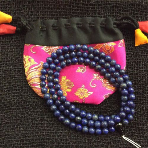 Authentic Lapis Tibetan Buddhist 108 Prayer Mala Rosary Necklace 33 INCHES LONG