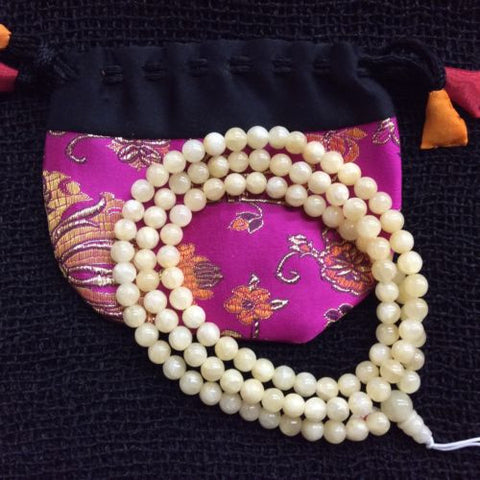 Authentic Yellow Jade Tibetan Buddhist 108 Prayer Mala Rosary Necklace 32 INCHES