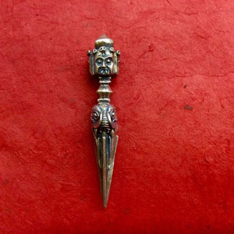 Tibetan Buddhist PHURBA RITUAL DAGGER Pendant TIBETAN SILVER