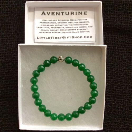Natural Adventurine Mala Bead Round Gemstone Stretchy Bracelet 9mm 7 INCH