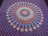INDIAN PEACOCK MANDALA TAPESTRY BED SHEET BEDCOVER WALLHANGING COTTON