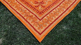 INDIAN SUNFLOWER TAPESTRY BED SHEET BED COVER WALLHANGING COTTON ORANGE