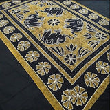 Four Indian Elephants Tapestry Wallhanging Bedsheet Cotton Brown 54 x 82