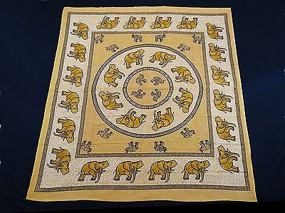 ROYAL INDIAN ELEPHANT TAPESTRY BED SHEET BED SPREAD WALLHANGING QUEEN YELLOW