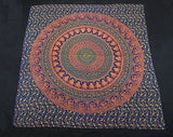 ROYAL INDIAN PEACOCK ELEPHANT TAPESTRY BED SHEET WALLHANGING QUEEN COTTON BLUE 3