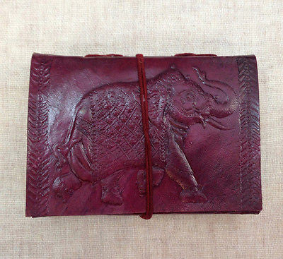 Royal Elephant on SMALL Leather Bound Handmade Paper Journal Diary Note Book