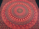 ROYAL INDIAN PEACOCK ELEPHANT TAPESTRY BED SHEET WALLHANGING QUEEN COTTON ORANGE