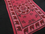 INDIAN ELEPHANT TAPESTRY BED SHEET  WALLHANGING COTTON 54 x 82 FUSCHIA
