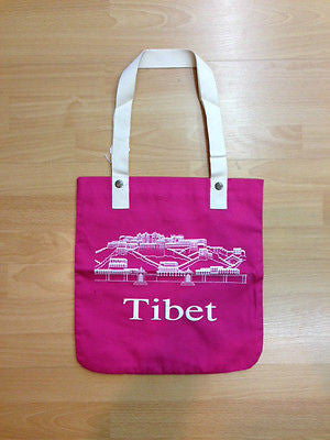 TIBET TOTE BAG Made by Tibetan Refugees Cotton Pink