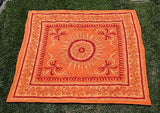 INDIAN SUNFLOWER TAPESTRY BED SHEET BED COVER WALLHANGING COTTON ORANGE