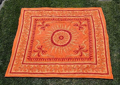 INDIAN SUNFLOWER TAPESTRY BED SHEET BED COVER WALLHANGING COTTON ORANGE