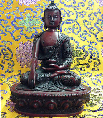 Large Buddha Shakyamuni Tibetan Statue Handmade from Nepal Resin 8.25 Inch