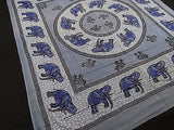 ROYAL INDIAN ELEPHANT TAPESTRY BED SHEET BED SPREAD WALLHANGING QUEEN BLUE