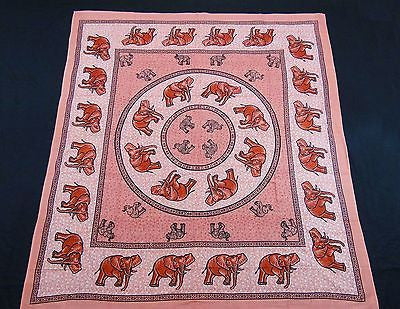 ROYAL INDIAN ELEPHANT TAPESTRY BED SHEET BED SPREAD WALLHANGING QUEEN PINK