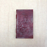 Ganesh Embossed on LARGE Leather Bound Handmade Paper Journal Diary Note Book