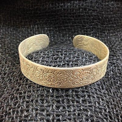 8 Lucky Symbols Sterling Silver 925 Bracelet Cuff Adjustable Handmade Nepal LG