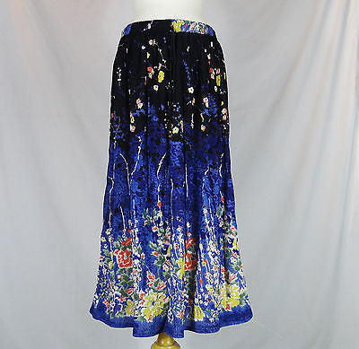Floral Indian Ladies Boho Hippie Long Skirt Rayon Black and Blue