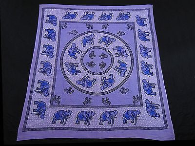 ROYAL INDIAN ELEPHANT TAPESTRY BED SHEET BED SPREAD WALLHANGING QUEEN PURPLE
