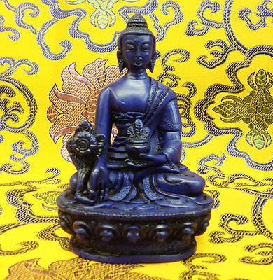 Small Medicine Buddha Tibetan Statue Handmade from Nepal Resin 4.5 Inch