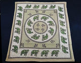 ROYAL INDIAN ELEPHANT TAPESTRY BEDSHEET BED SPREAD WALLHANGING QUEEN LIGHT GREEN