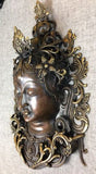 White Tara Tibetan Buddhist Bronze Mask Handcrafted Nepal Very Detailed