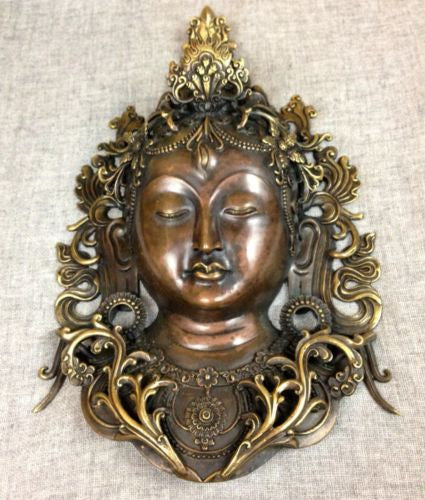 White Tara Tibetan Buddhist Bronze Mask Handcrafted Nepal Very Detailed