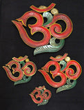 OM Wood Wallhanging Red Eco-friendly Handmade from Nepal Small