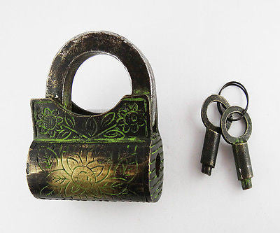 Lotus Lock Tibet Buddhist Vintage Style Brass PadLock