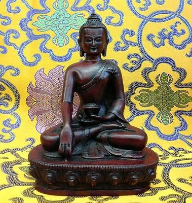 Medium Buddha Shakyamuni Tibetan Statue Handmade from Nepal Resin 5.75 Inch