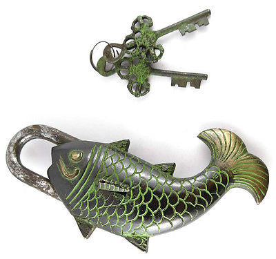 Fearless Fish Tibet Buddhist Vintage Style Brass Puzzle PadLock Lock 1