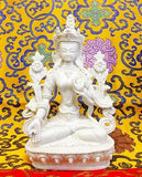 Large White Tara Tibetan Buddhist Statue Handmade from Nepal Resin 8 Inch