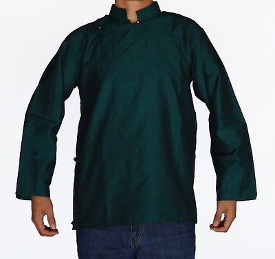 TRADITIONAL TIBETAN SHIRT FOR MEN OR WOMEN COTTON GREEN