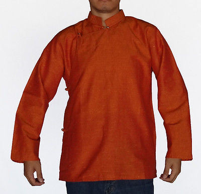 TRADITIONAL TIBETAN SHIRT FOR MEN OR WOMEN COTTON ORANGE