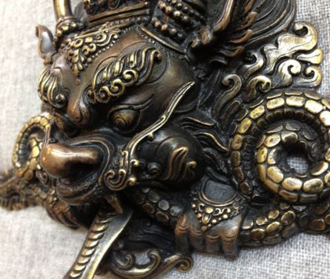 Dragon Mask Tibetan Buddhist Bronze Handcrafted from Nepal Very Detailed Medium