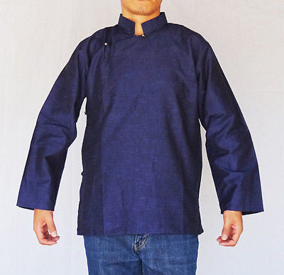 TRADITIONAL TIBETAN SHIRT FOR MEN OR WOMEN COTTON NAVY BLUE