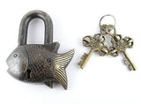 Fearless Fish Tibet Buddhist Vintage Style Brass PadLock Lock 2