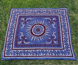 INDIAN SUNFLOWER TAPESTRY BED SHEET BED COVER WALLHANGING COTTON BLUE
