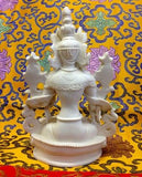 Medium White Tara Tibetan Buddhist Statue Handmade from Nepal Resin 6 Inch